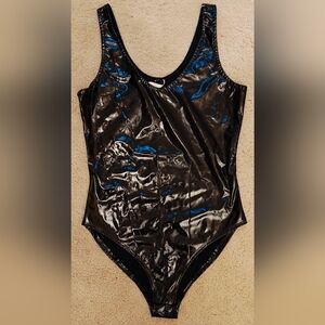 Windsor Black Wet Look Pleather Bodysuit.